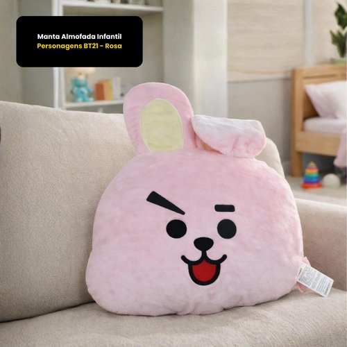 Manta Almofada Infantil Personagens BT21 - Rosa