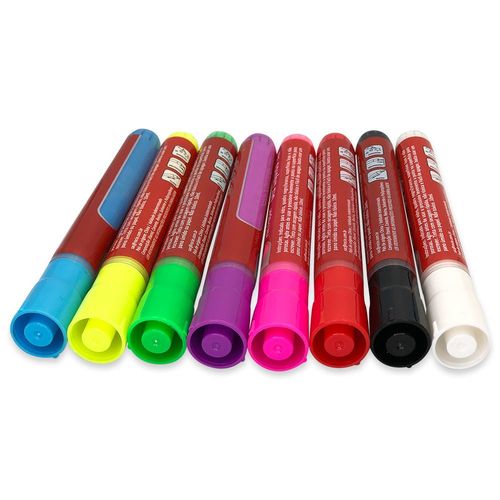 Giz Líquido para Vidro, Lousa, Vitrine Kit com 08 Unidades