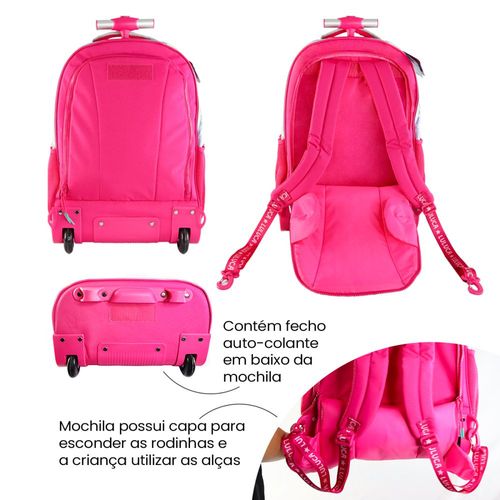 Mochila Escolar Holográfica da Luluca com Rodinha e Alça de Costas
