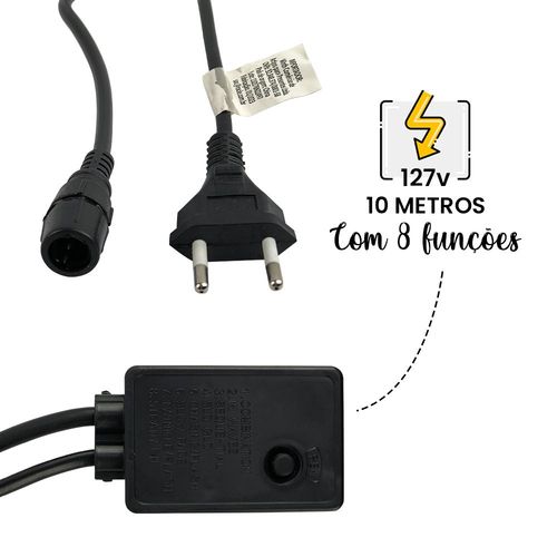 Mangueira Led Pisca Pisca com 8 Funções Redonda à Prova D'Água de 10 Metros Colorido