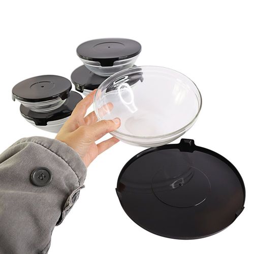 WE DROP - Conjunto 5 Potes de Vidro Hermeticos Com Tampa - Preto