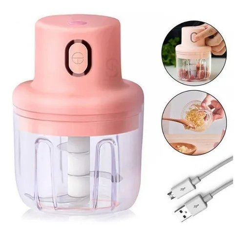 Mini Processador De Alimentos Elétrico Recarregável 250ml Com 3 Lâminas