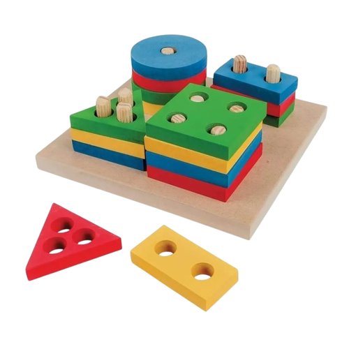Jogo de Blocos Coloridos em Madeira 17 Peças