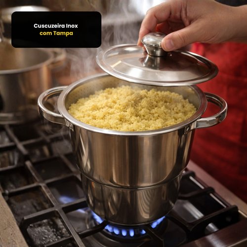 Cuscuzeira Inox com Tampa