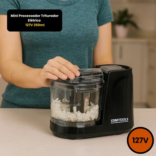 Mini Processador Triturador Elétrico 100W 127V 350ml - Preta