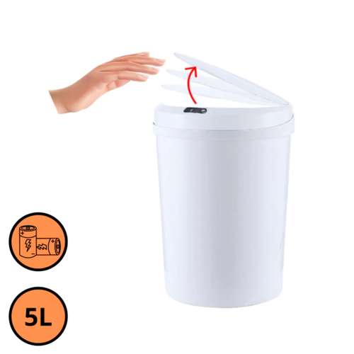 Lixeira Automática Redonda 5 Litros com Sensor - Branca