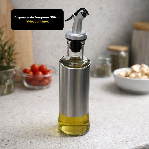 Dispenser De Temperos 300ml Vidro Com Inox