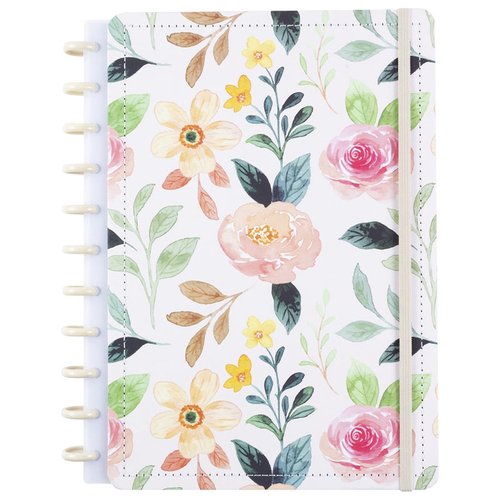 Caderno White Garden Disko Grande G Capa Dura Disco Reposicionável