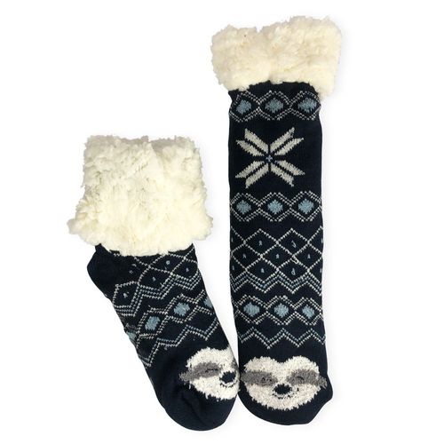 Par de Meias Térmicas De Lã Forrada Pelinho Azul Marinho