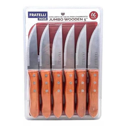 Conjunto de Facas Para Churrasco 6 Peças Jumbo Wooden 5