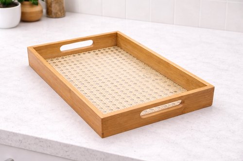Bandeja De Bambu Palha Retangular