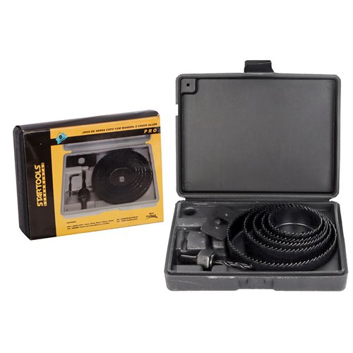 Jogo De Serra Copo Com Mandril E Chave Allen - 8 Peças