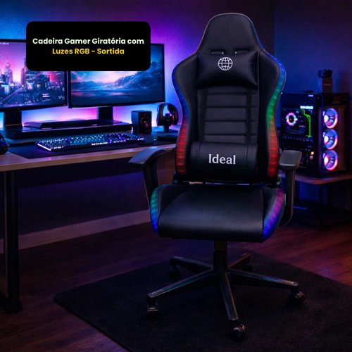 Cadeira Gamer Giratória com Luzes RGB - Sortida