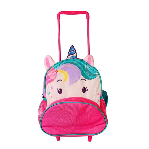 Mochila Infantil Com Rodinhas Unicórnio - Rosa