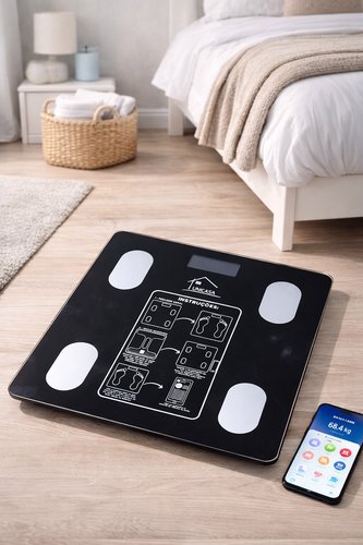 Balança Digital De Medição Por Bioimpedância Com Bluetooth 140kg - Preta