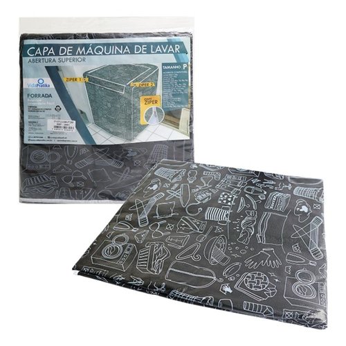 Capa De Máquina De Lavar Tamanho P Com Abertura Superior Com Zíper Estampada