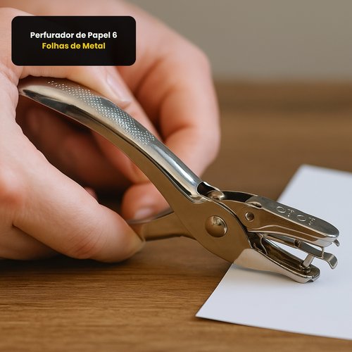 Perfurador de Papel 6 Folhas de Metal
