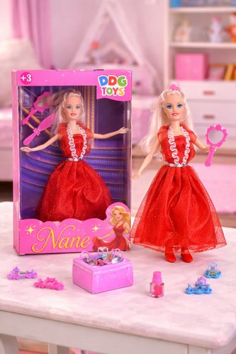 Boneca Nane Infantil Com Vestido e Acessórios Brinquedo Fashion