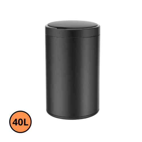 Lixeira Automática Redonda Em Aço 40 Litros Com Sensor - Preta