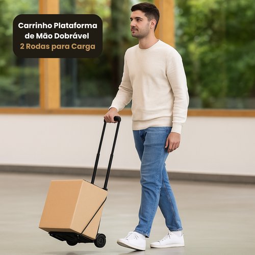 Carrinho Plataforma de Mão Dobrável 2 Rodas para Carga