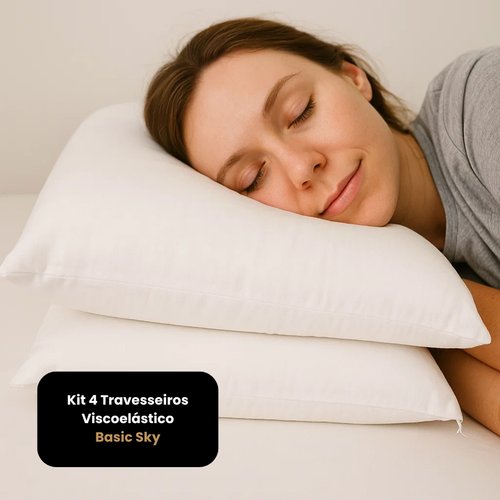 Kit 4 Travesseiros Viscoelástico Basic Sky