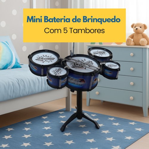 Mini Bateria de Brinquedo com 5 Tambor - Sortida