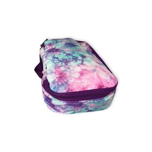 Estojo Escolar Quadrado Grande Feminino Tie Dye Roxa