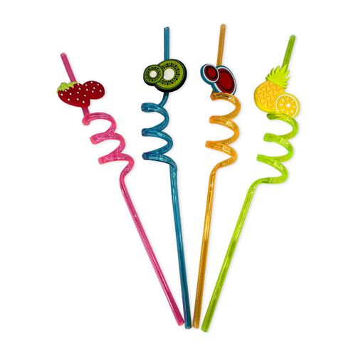 Kit 4 Canudos Divertidos Frutinhas Verão