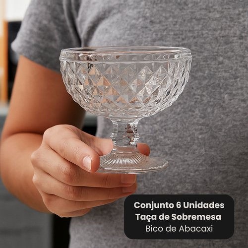 Conjunto 6 Unidades Taça de Sobremesa Bico de Abacaxi Vidro