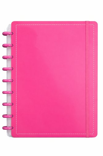 Caderno Inteligente Disco Grande Ping G 60 Folhas Reposicionáveis Capa Dura Rosa Elástico