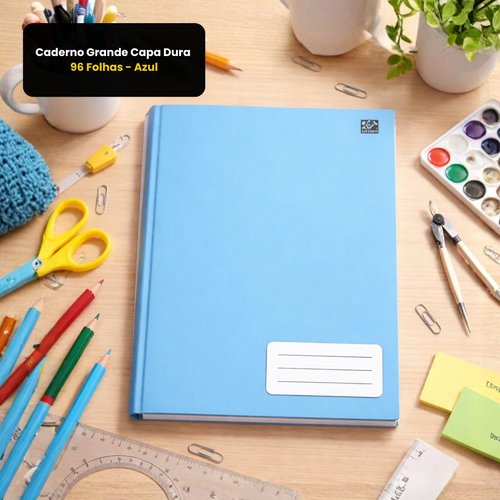 Caderno Grande Capa Dura 96 Folhas - Azul