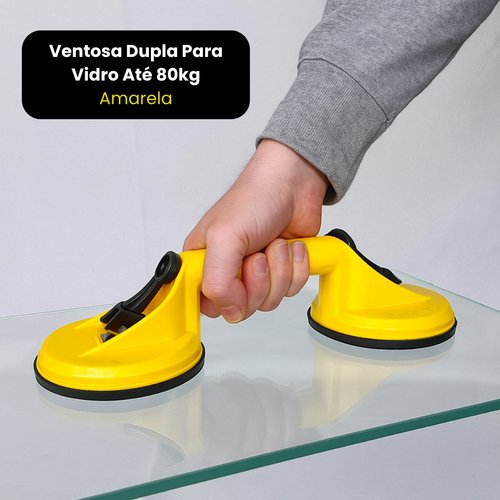 Ventosa Dupla Para Vidro Até 80kg - Amarela