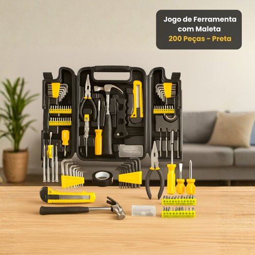 Jogo De Ferramenta Com Maleta 200 Peças - Preta
