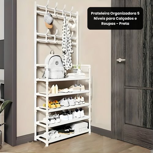 Prateleira Organizadora 5 Níveis para Calçados e Roupas - Branca