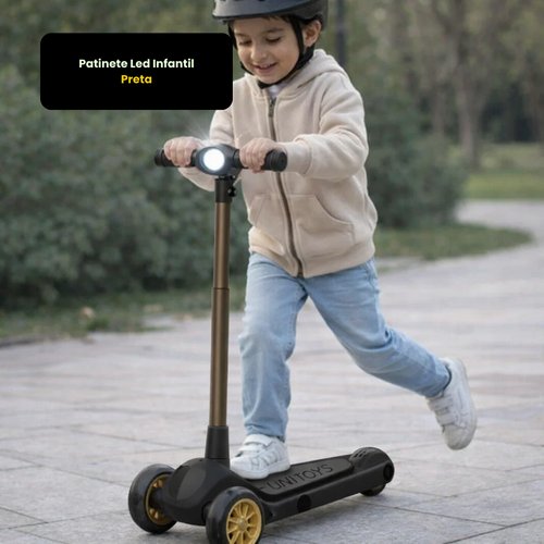 Patinete Led Infantil - Preta