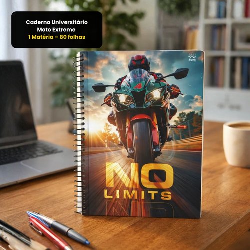 Caderno Universitário Moto Extreme 1 Matéria – 80 Folhas