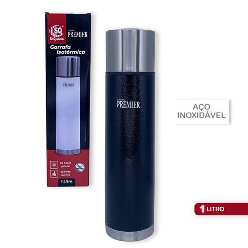 Garrafa Térmica Inox Quente Frio 1 litro Preta