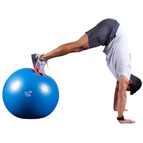 Bola de Ginástica Para Pilates Com Bombar de Ar - Azul