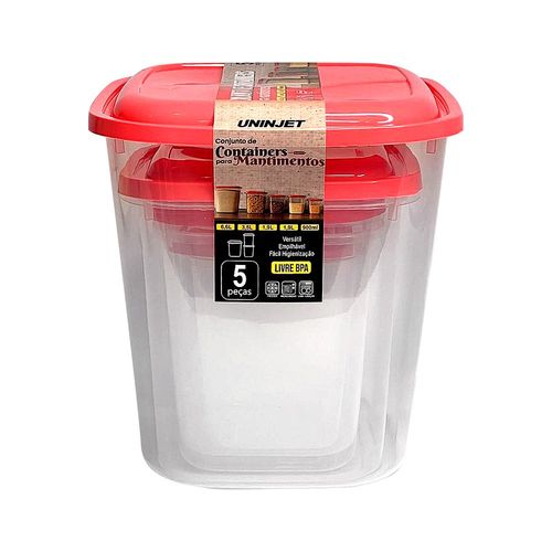 Kit Porta Mantimentos Com 5 Peças Uninjet - Vermelho