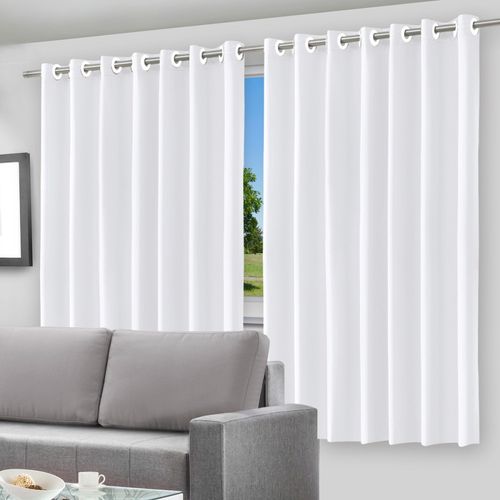 Cortina Blackout com Forro 2 em 1 Voil Branco com ilhos - 280x260cm