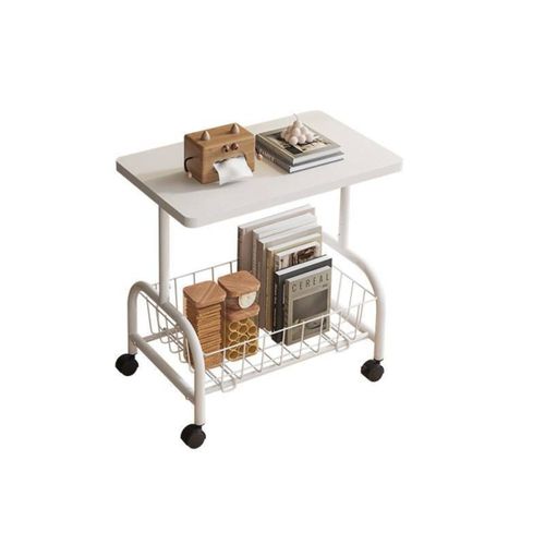 Mesa Lateral Multiuso Com Rodinhas - Branca