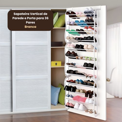 Sapateira Vertical de Parede e Porta para 36 Pares - Branca