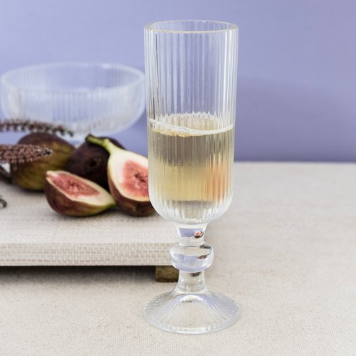 Jogo 6 Taça de Champagne Versalhes Gold Vidro 170 ml