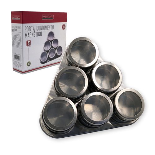 Kit com 6 Porta Condimentos Inox Magnético Triangulo