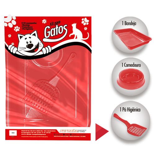 Kit Higiênico Bandeja Para Gatos Filhotes Caixa De Areia Gatos - Vermelho