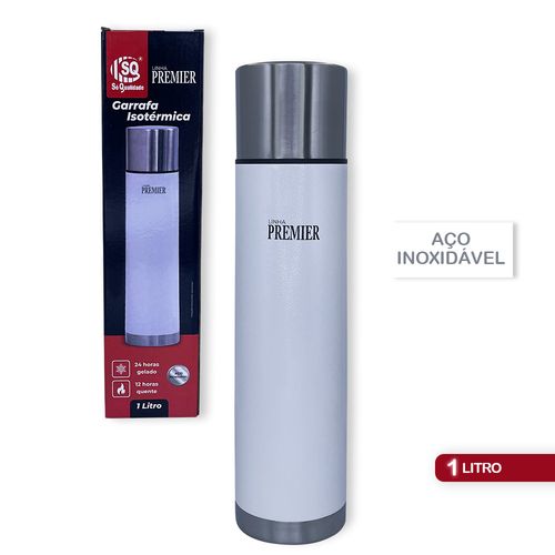 Garrafa Térmica Inox Quente Frio 1 Litro Branca