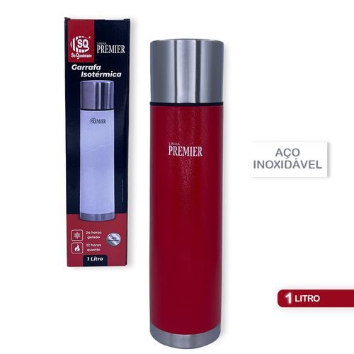 Garrafa Térmica Inox Quente Frio 1 Litro Vermelha