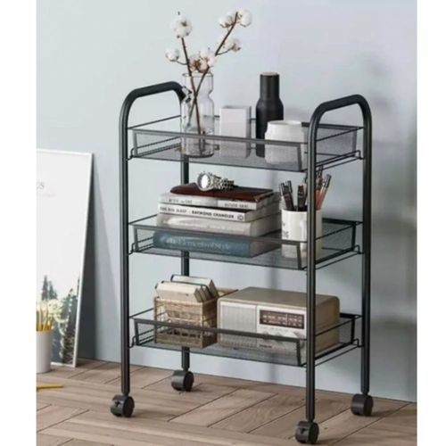Carrinho Organizador 3 Prateleiras Com Rodinhas - Preta