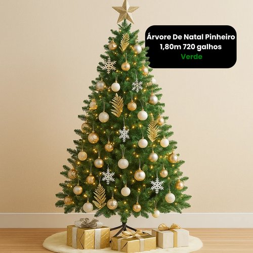 Árvore De Natal Pinheiro 1,80m 720 galhos - Verde