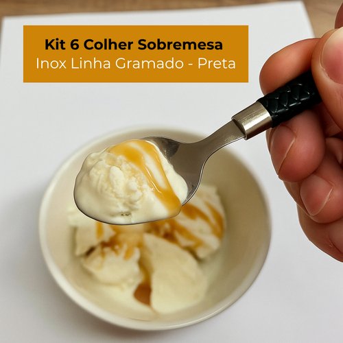 kekes9krhqp-lg.jpg Kit 6 Colher De Sobremesa Inox Linha Gramado - Preta
